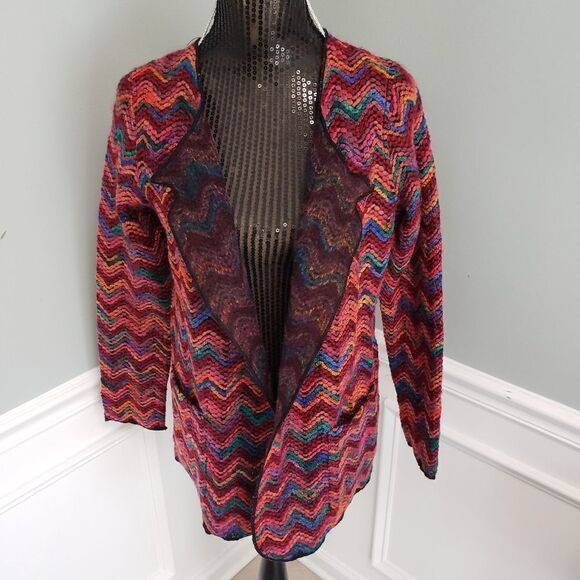 OVERSIZED XS chevron woven sweater jacket with pockets - Picture 9 of 15